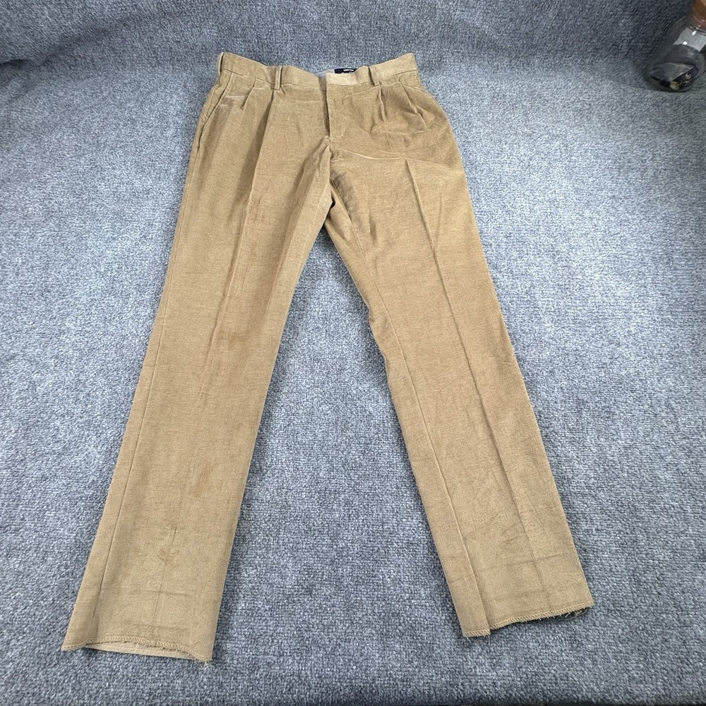 Lands' End Corduroy Pants Men's 36 Brown Traditional Fit Unhemmed 31" Preppy